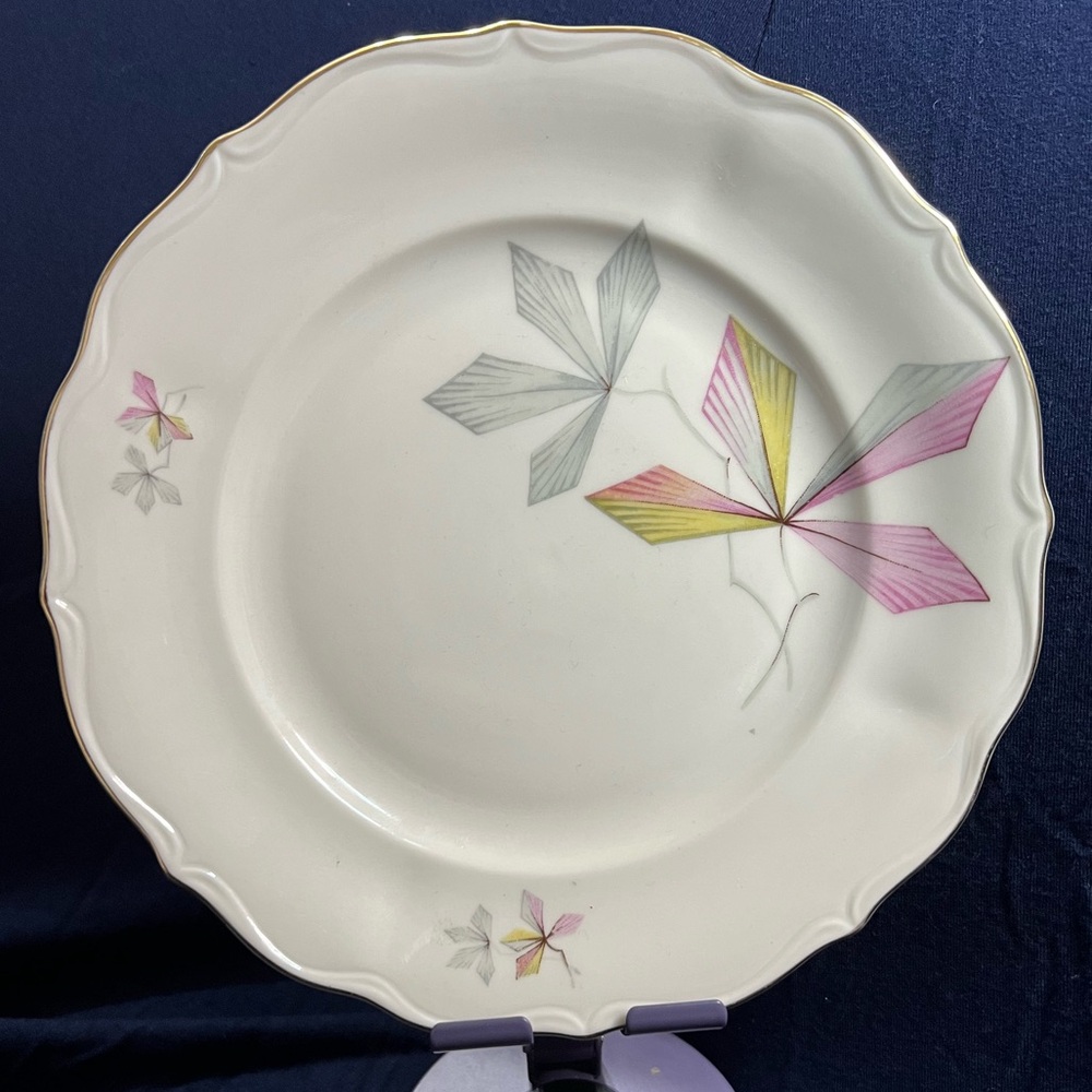 Vintage Johann Seltmann Abstract Floral Design Plate With Gold Trim